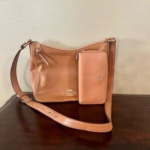 Coach Brown Leather Crossbody Bag and Wallet Set